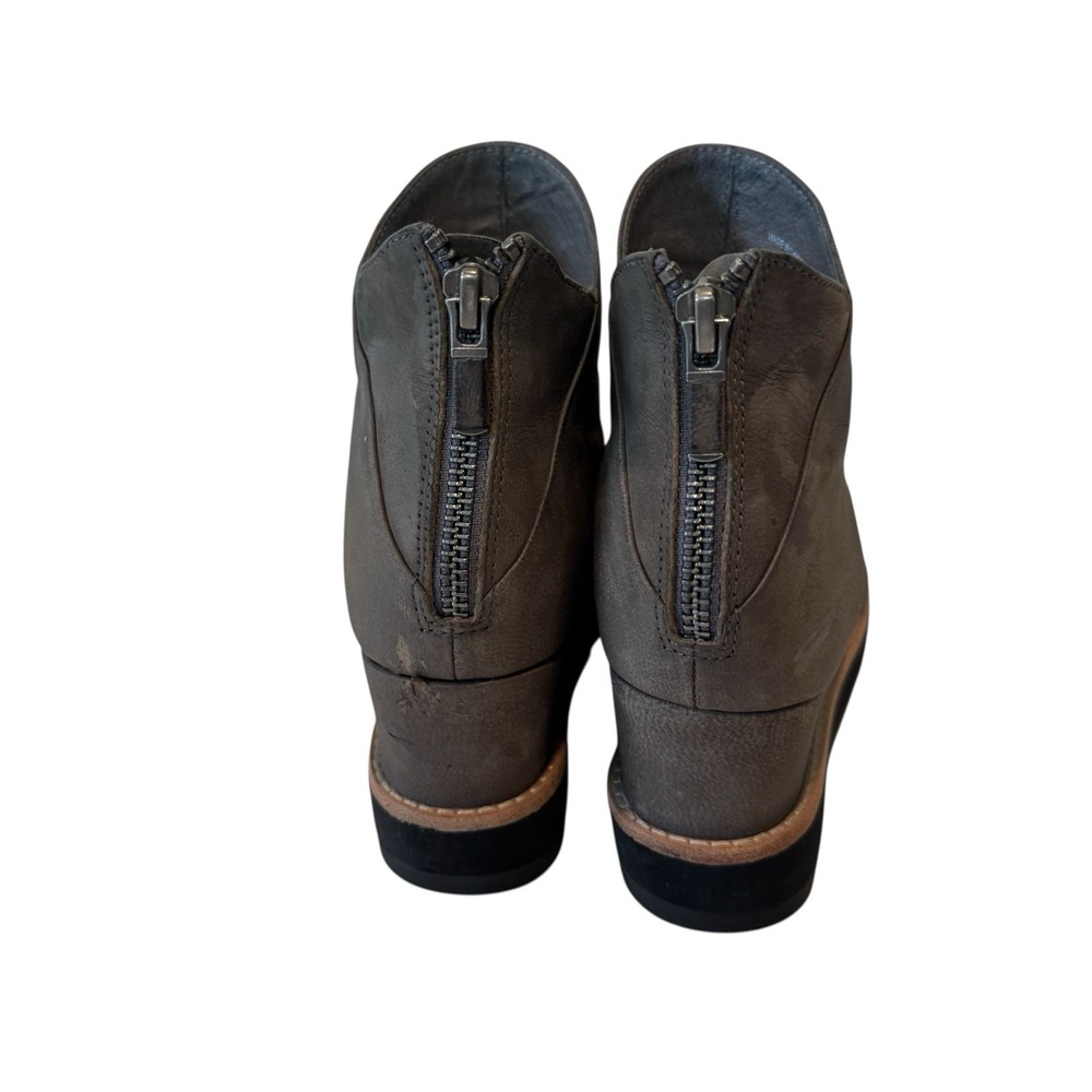 Eileen Fisher Clapton Gray‎ Graphite Nubuck Leather Wedge Bootie S1 Sz 5 - Picture 4 of 10